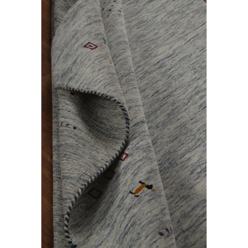 Hand Knotted Oriental 100% Wool Carpet Tribal Tribal Greys & Charcoal Gabbeh Area Rug - 8' 10'' X 6' 1''