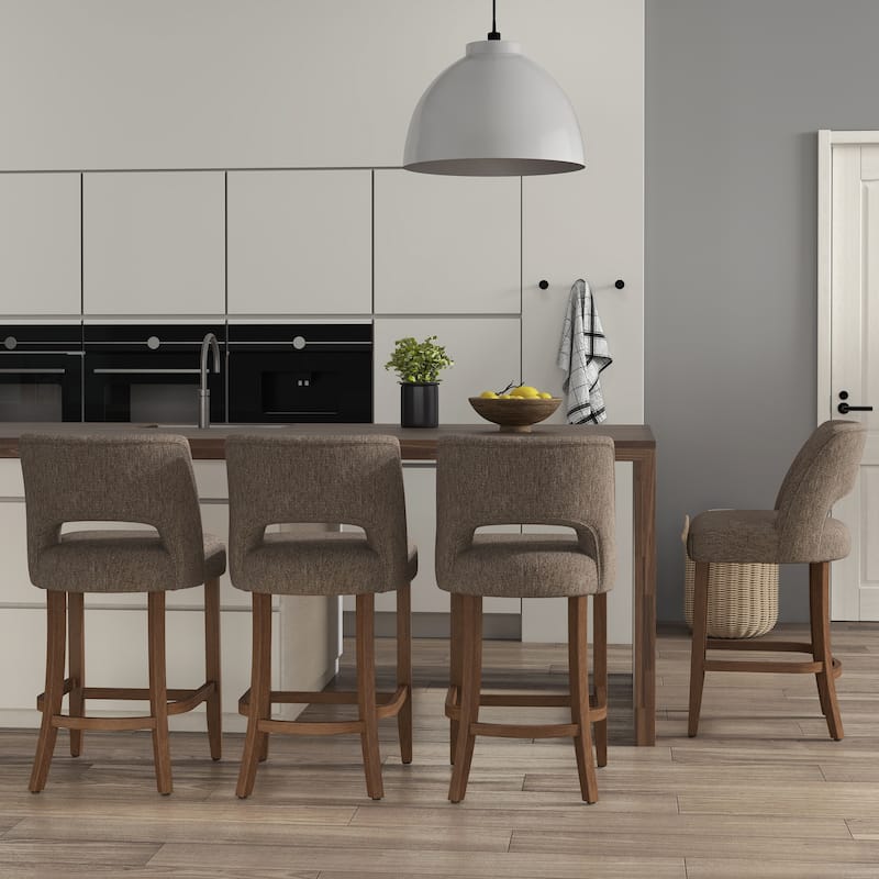 Set of 2/4/6,Upholstered Counter Height Bar Stools,Modern Counter Stools with Wood Legs for Kitchen Island Dining Room Bar
