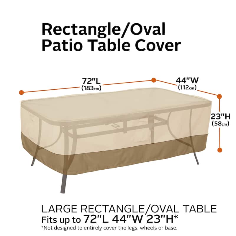 Classic Accessories Veranda Water-Resistant 72 Inch Rectangular/Oval Patio Table Cover