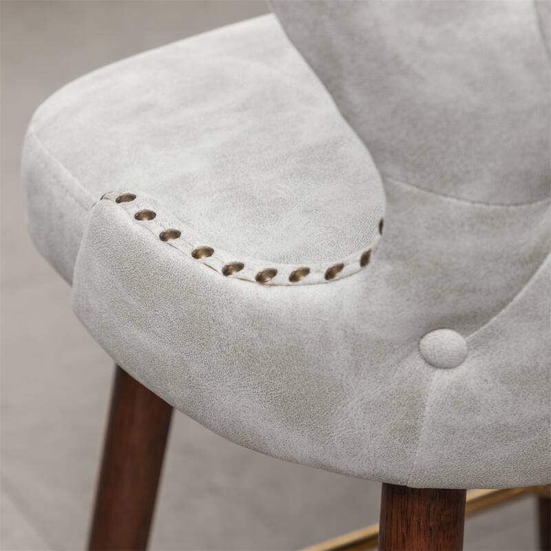 Modern Faux Leather Tufted Nailhead Trim Counter Stool Set of 2