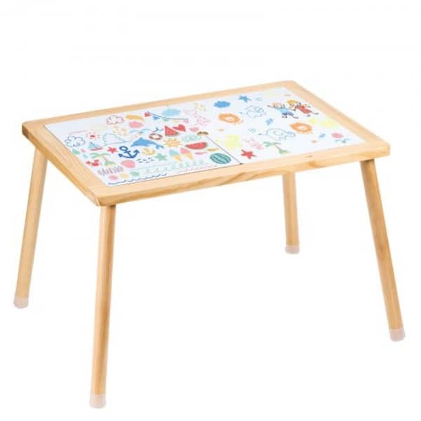 slide 1 of 1, Natural Pine Wood Sensory Table with Double-Sided Blackboard and Whiteboard - 32.1" L x 23.6" W x 19.9" H Natural Wood