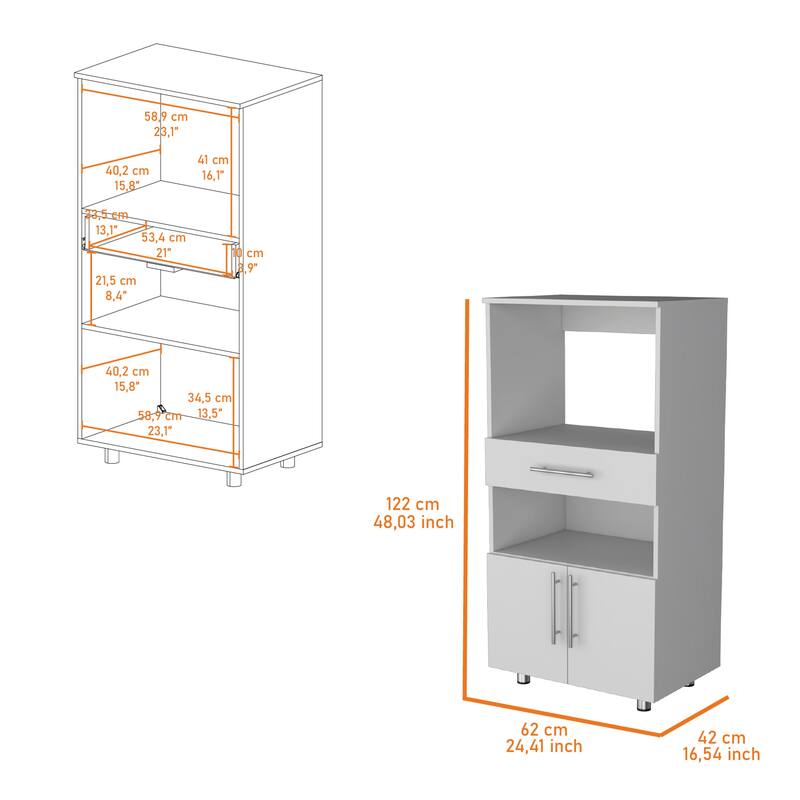 Corsica Pantry Cabinet Microwave Stand, Multi-Function with Drawer