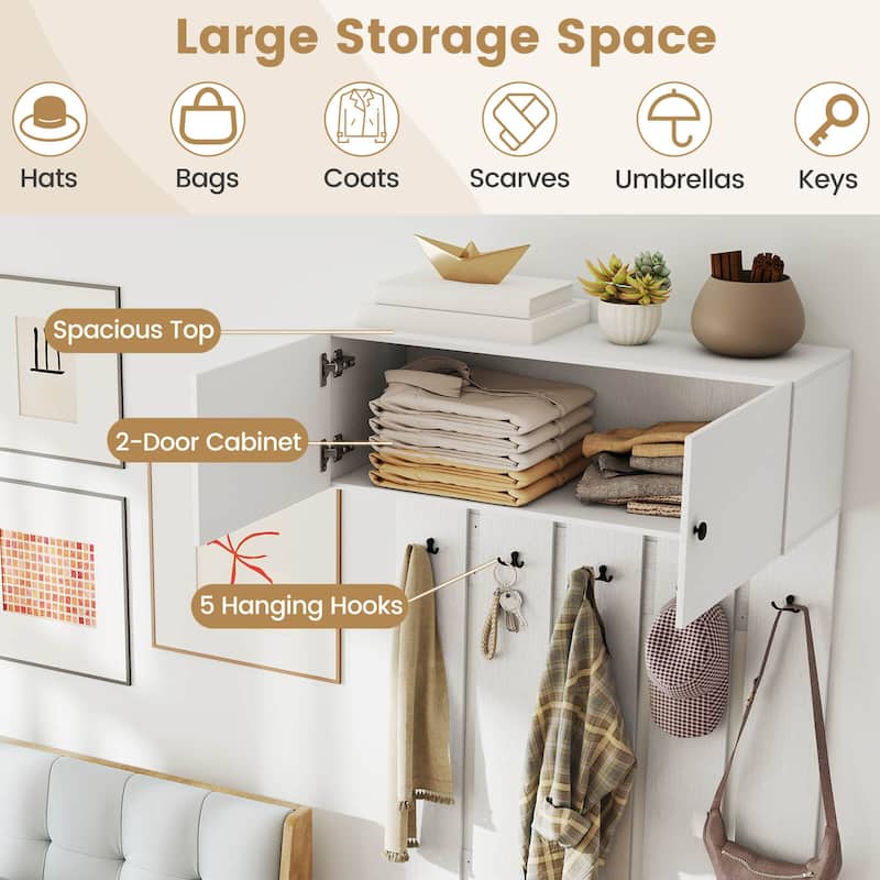 Costway Wall Mounted Entryway Wall Coat Rack with 5 Double Hooks & - See Details