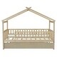 preview thumbnail 6 of 5, Twin Size Wooden House Bed with Twin Size Trundle and Headboards, Space-Saving Design, Solid Pine Construction