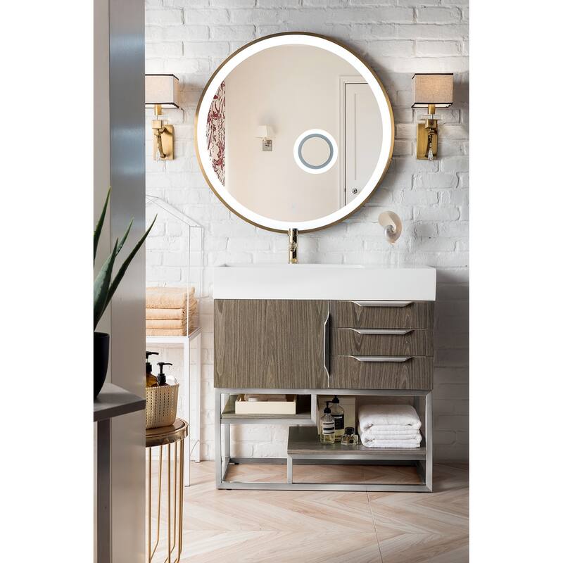 James Martin Vanities Columbia 36" Single Vanity, Ash Gray with Brushed Nickel Hardware