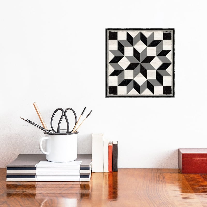 iCanvas "Black & White Quilt Block I" by Tara Reed Canvas Print - 12x12x0.75