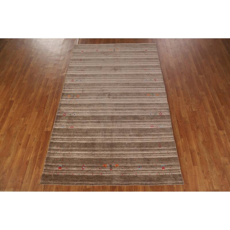 Hand Knotted Oriental 100% Wool Carpet Tribal Tribal Brown Gabbeh Area Rug - 8' 2'' X 5' 0''