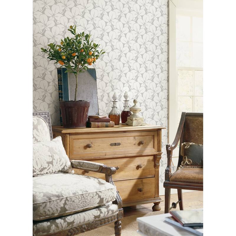 A-Street Prints Robert Light Grey Clover Wallpaper