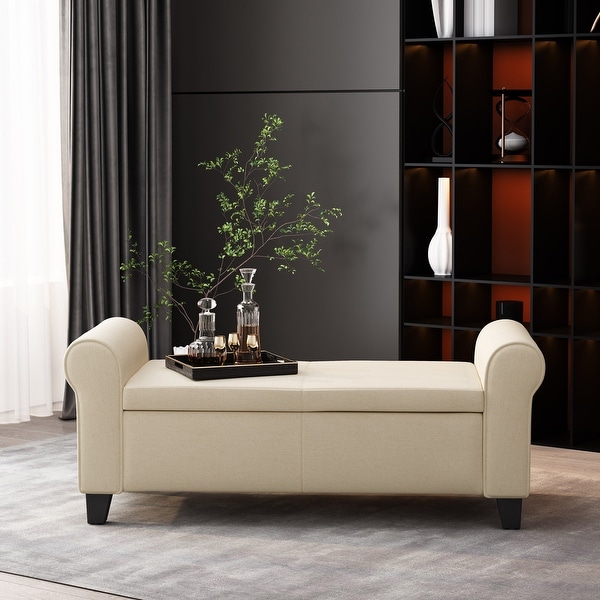 Hayes Contemporary Fabric Upholstered Storage Ottoman Bench with