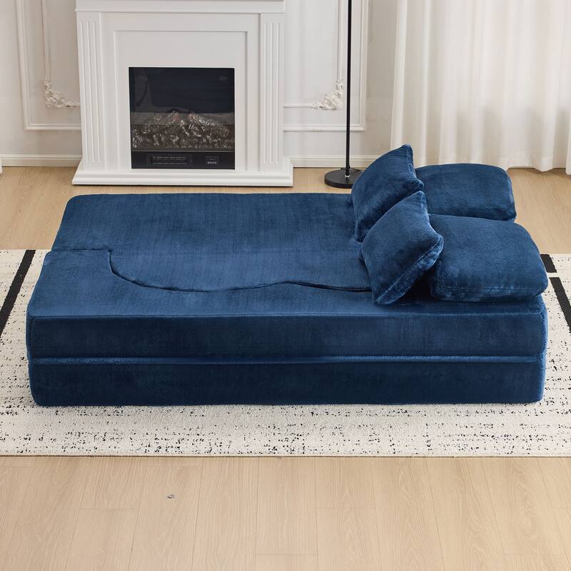 Queen Foldable Sleeper Sofa, Floor Couch Sofa Bed, High-Density Foam Convertible Lounge Sofa Loveseat