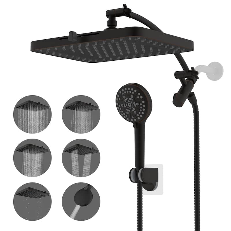 High Pressure 13" Luxury Rain Showerhead&10-mode Handheld Shower Combo - Oil Rubbed Bronze