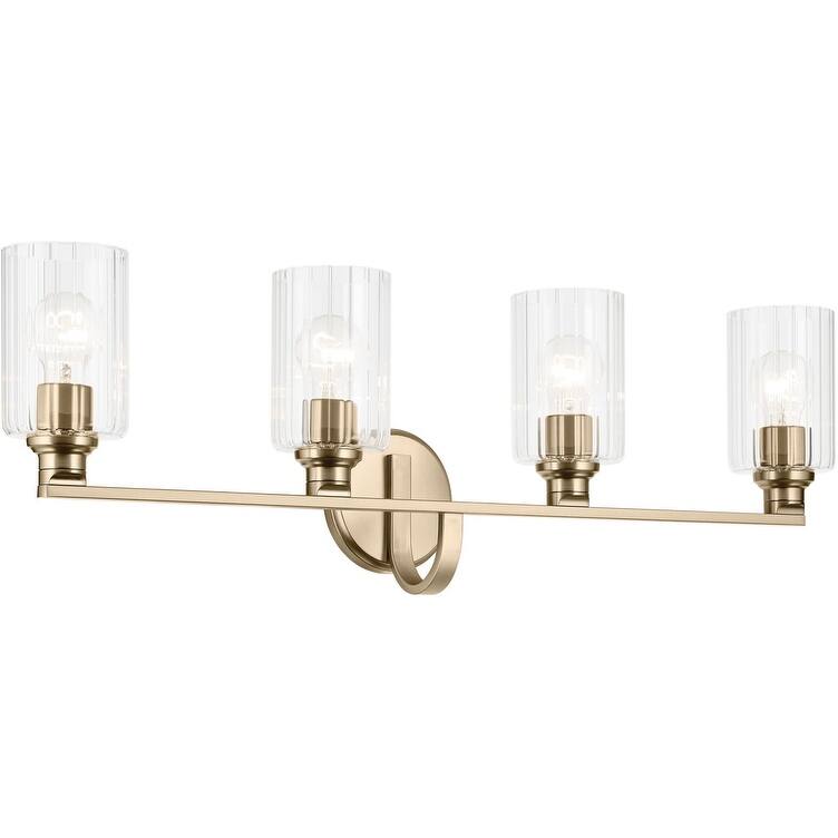 Kichler 55227FLU Gioe 4 Light 32" Wide Vanity Light with Clear Fluted - Champagne Bronze