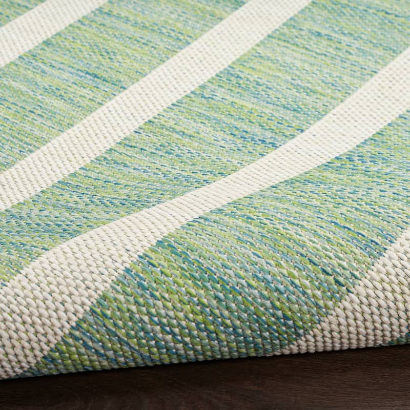 Nourison Selerno Indoor/Outdoor Striped Area Rug. - 5'x7' - Blue/Green/Ivory