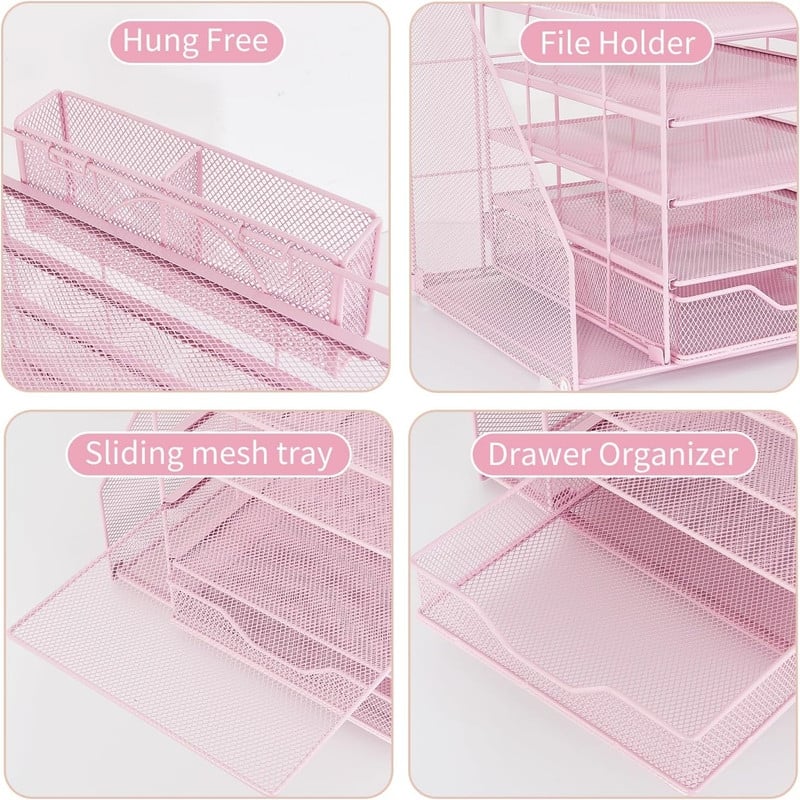 5-Tier Paper Letter Tray Organizer - 11.81"D x 11.61"W x 11.01"H