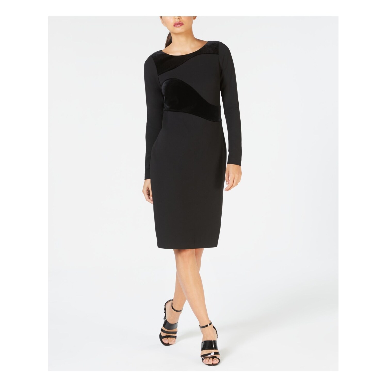 calvin klein black long sleeve dress