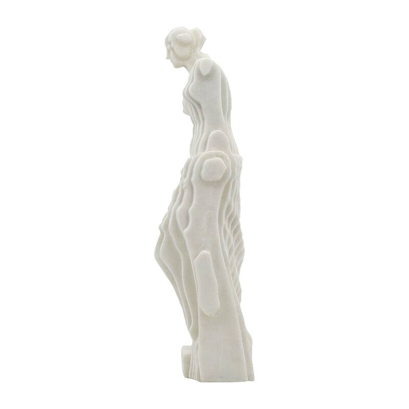 Sagebrook Home 25-inch Arden Oversized Quartz Resin Floor Statuary - Elegant White Home Decor Sculpture - 7" x 7" x 25"