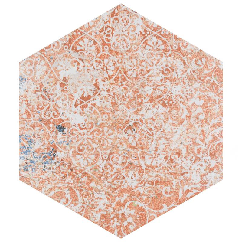 Merola Tile Emotion Hex Red 9-7/8" x 11-1/4" Porcelain Floor and Wall Tile