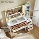 preview thumbnail 16 of 35, Modern Makeup Vanity Desk with HD Lighted Mirror, Dressing Table