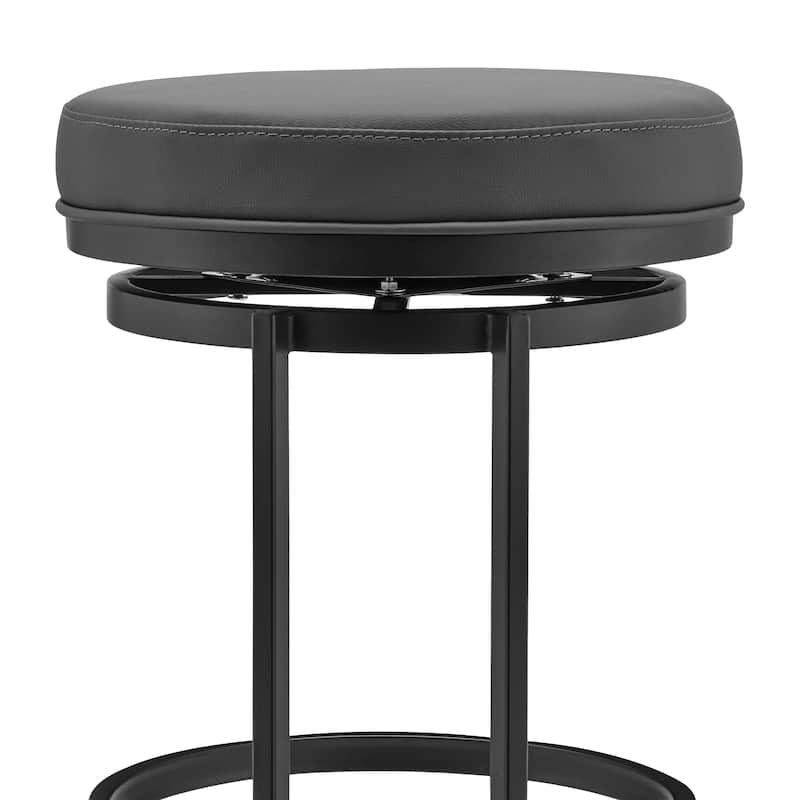 Vander 30" Gray Faux Leather and Brushed Stainless Steel Swivel Bar Stool - Bar Height - 29-32 in.