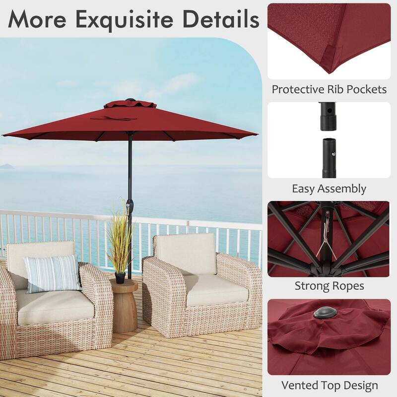 Gymax Outdoor Patio Umbrella Modern Table Umbrella w/8 Heavy Duty Ribs