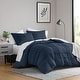 preview thumbnail 63 of 159, Chelsea Square Evans Pinch Pleated Soft Washed Boho Duvet Cover Set Navy - California King