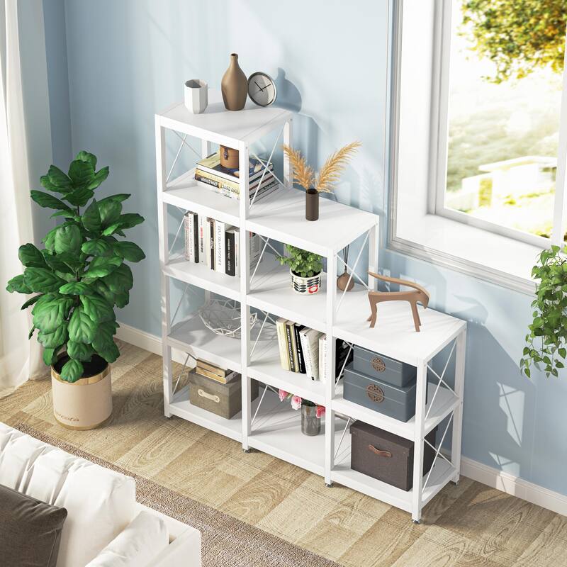12 Shelves Ladder Bookshelf Bookcase Display Shelf