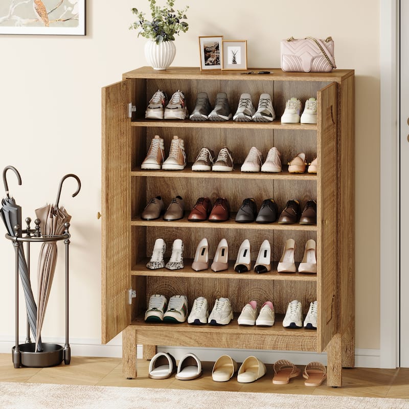 6-Tier Shoe Cabinet with Doors and Adjustable Shelves for Entryway