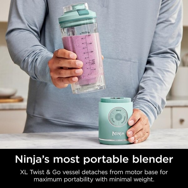 Ninja Blast Max Cordless Blender, Stainless Steel, 22oz, Sea Glass