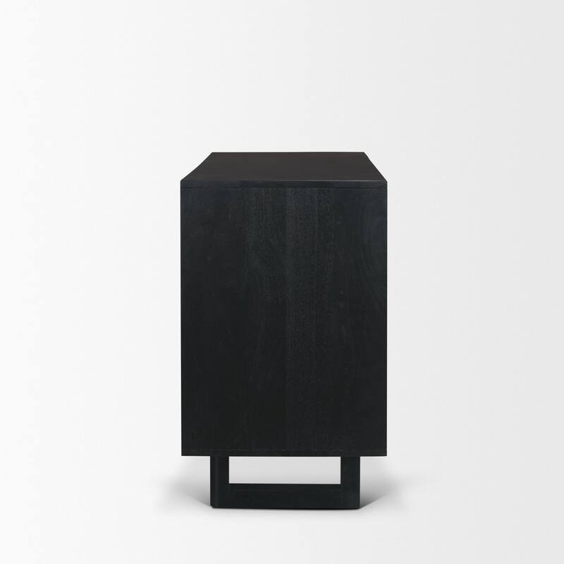 Grier Light Brown Solid Wood w/ Cane Doors Accent Cabinet