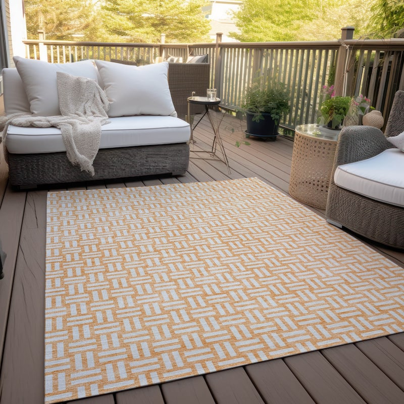 Machine Washable Indoor/ Outdoor Chantille Contempory Crosshatch Rug