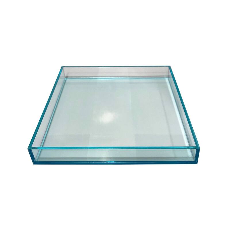 Light Pink Square Lucite Tray - Teal - 9x9x1.25 Inches - Teal
