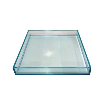 Light Pink Square Lucite Tray - Teal - 9x9x1.25 Inches