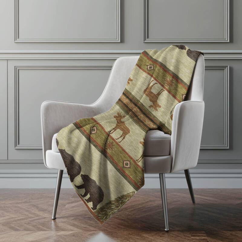 Premium Machine Washable ASB141 Bear Moose Sherpa Throw Blanket