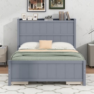 Full Size Platform Bed with Drawers and Storage Shelves