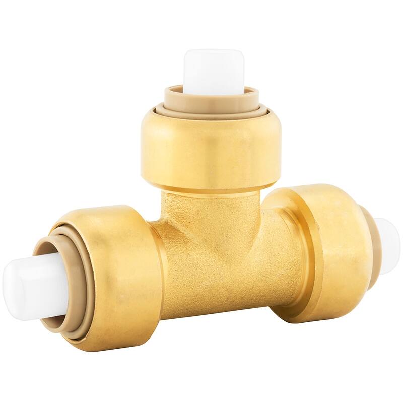 Jones Stephens 1" PlumBite Push On Tee, Bag of 1 - Rough Brass