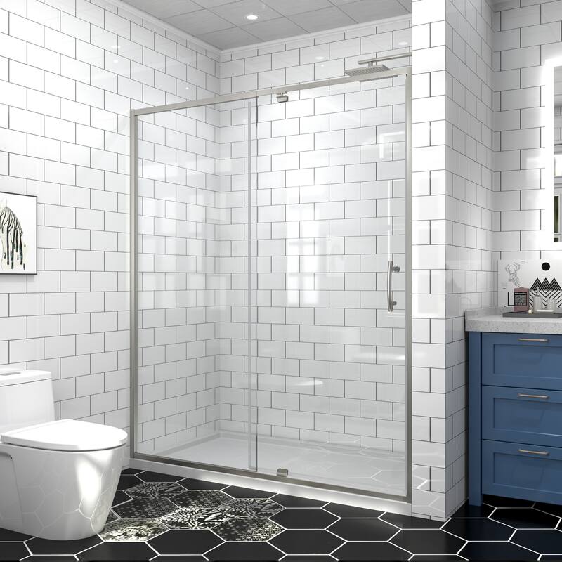 Modland 42''/48''/54''/60''W x 71''H Frameless Pivot Swing Shower Door Enclosure with 1/4" SGCC Tempered Glass Door