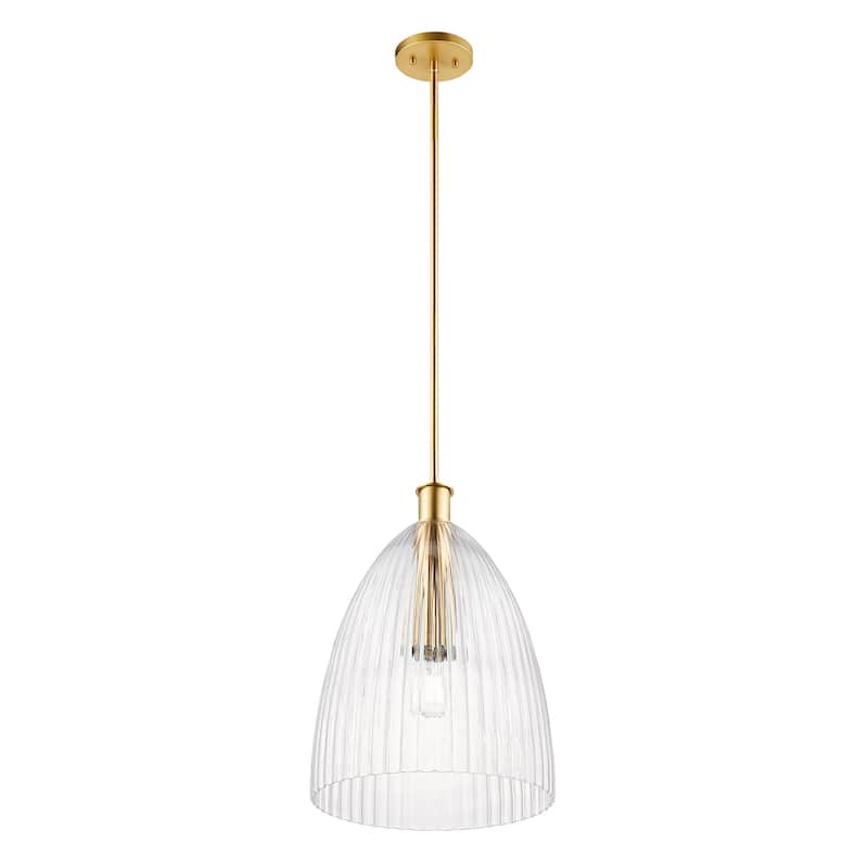 Bellevue SHP40099 14" Wide Pendant with Clear Pleated Glass Shade