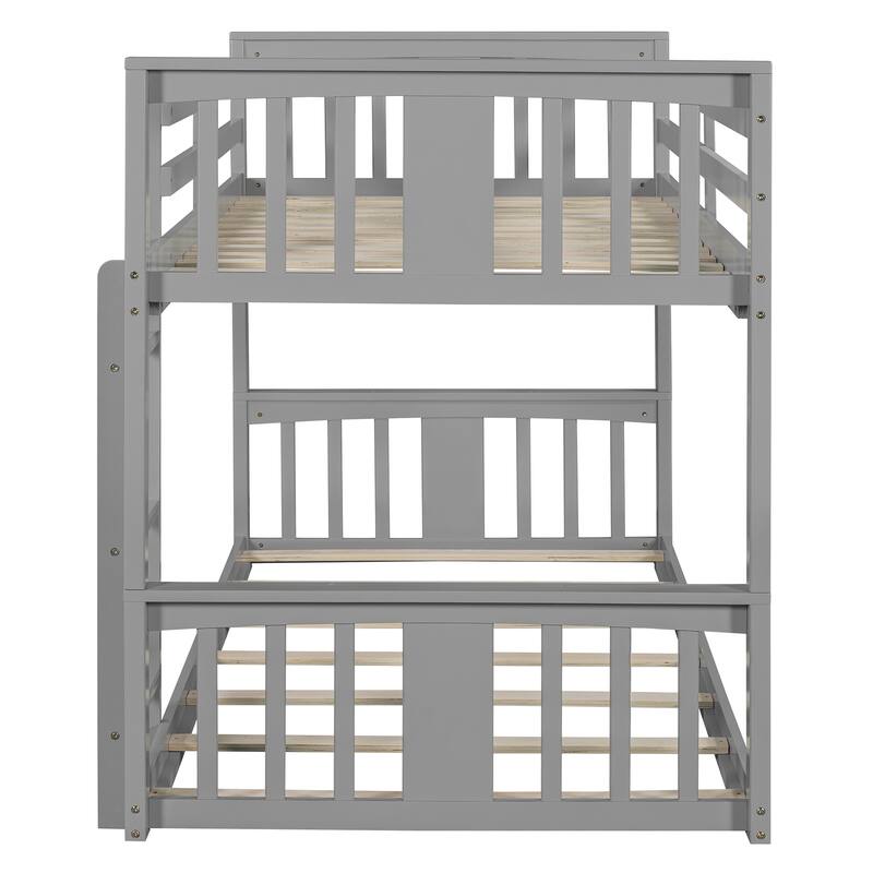 Twin Over Twin Bunk Bed with Ladder and Solid Pine Frame