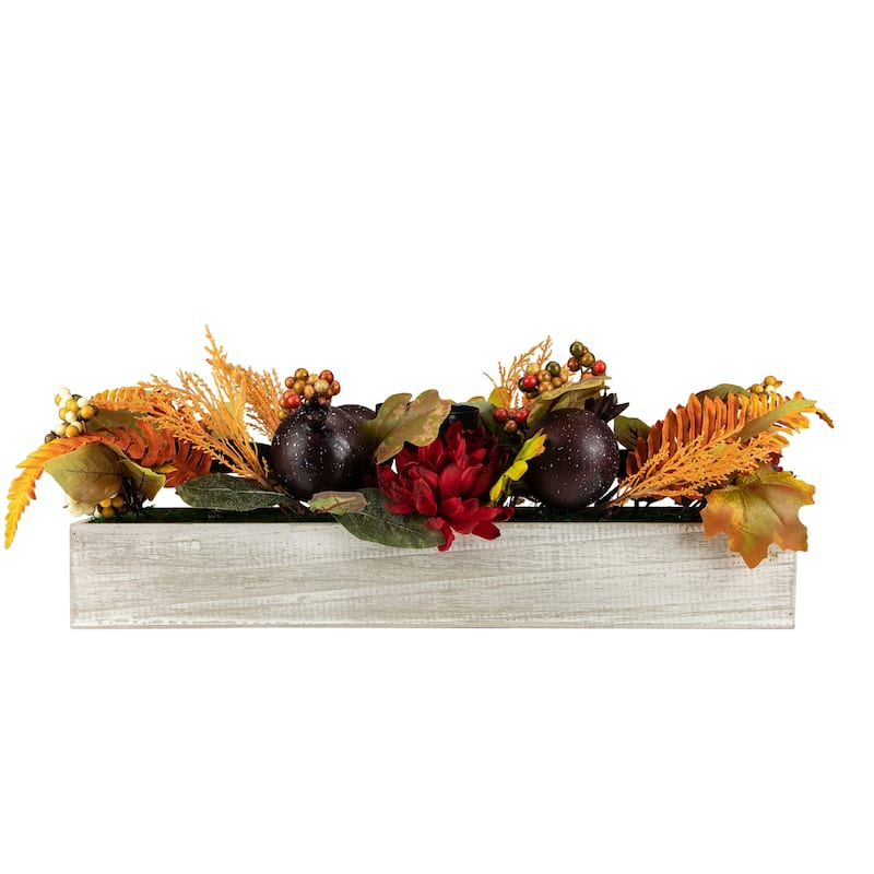 24" Harvest Pomegranate 3-Piece Candle Holder "Grateful" Wooden Box