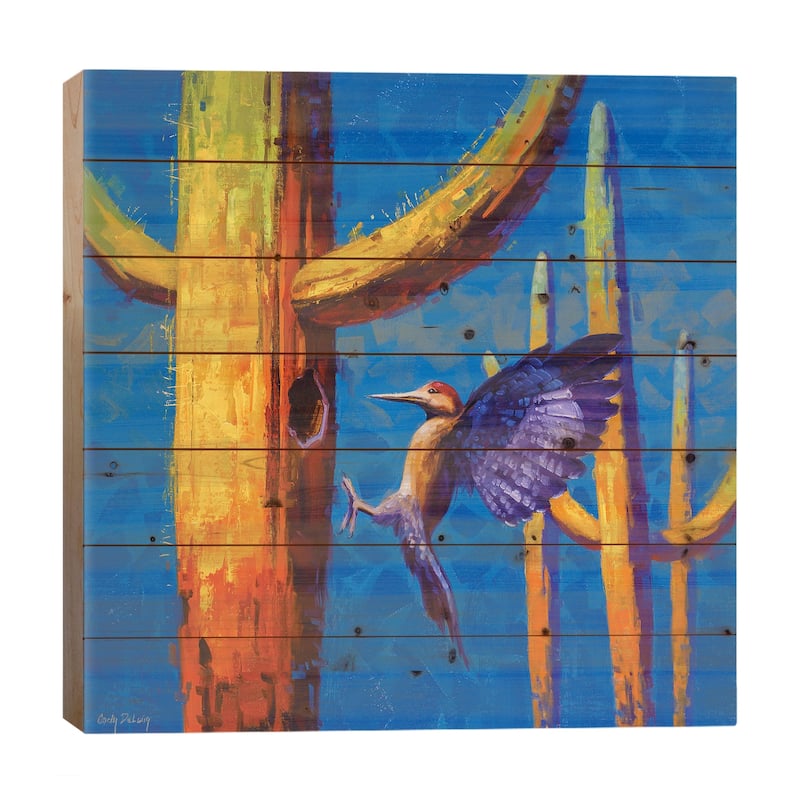 Saguaro Excavator Print On Wood by Cody DeLong - Multi-Color - 26x26x1.5