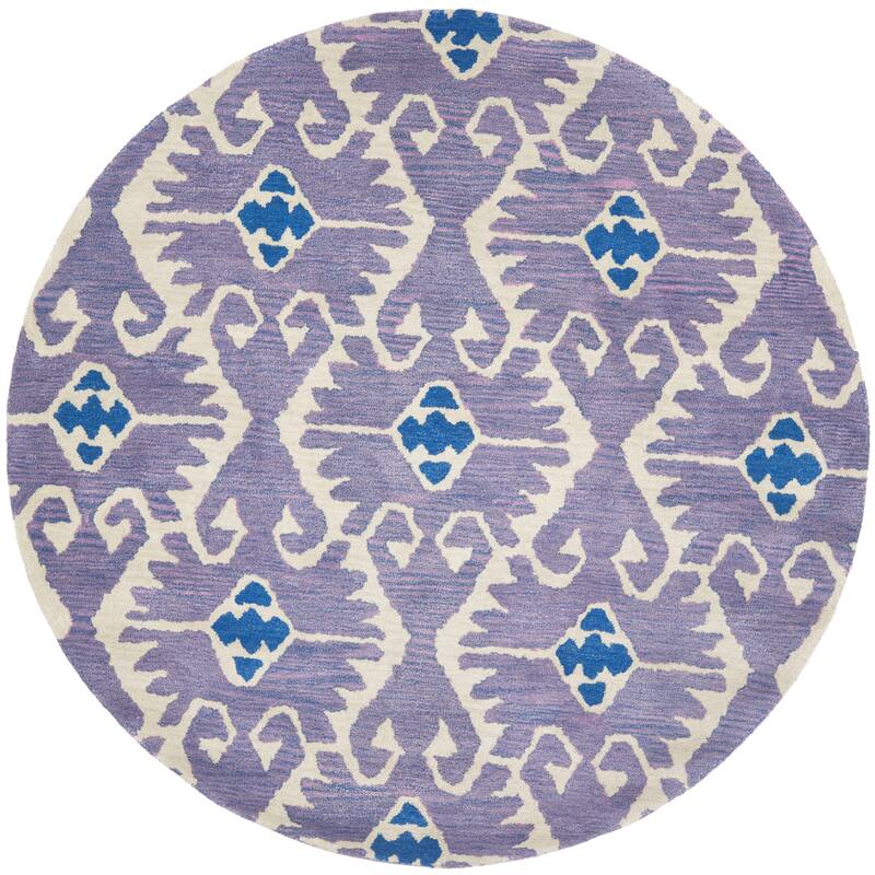 SAFAVIEH Handmade Wyndham Bekin Modern Wool Rug - 8'9" Round - Lavander/Ivory