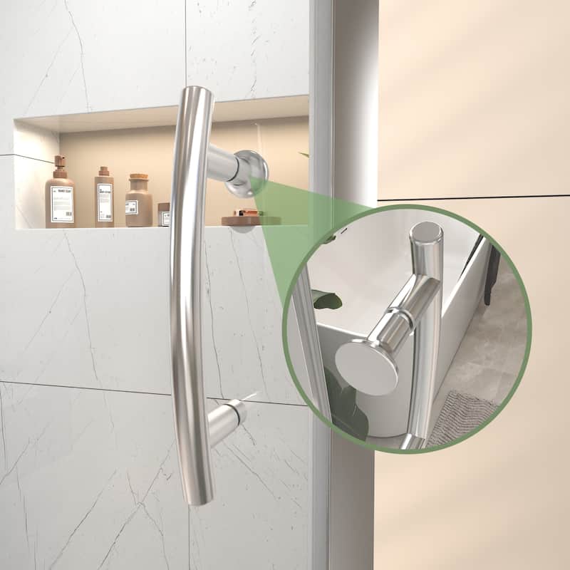 48" Wx71" H Frameless Pivot Shower Door with Clear Tempered Glass, Adjustable Width
