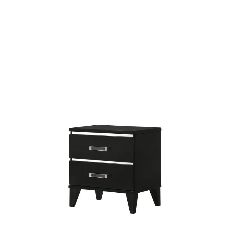 Victorian Nightstand Black Finish - Modern Bedside Table with Drawers