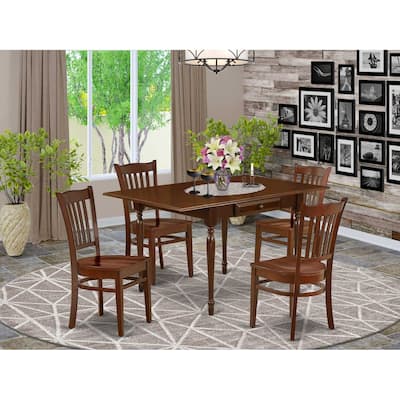 5-Piece Mahogany Finish Solid Wood Top - Dining Room Set - Seats 4