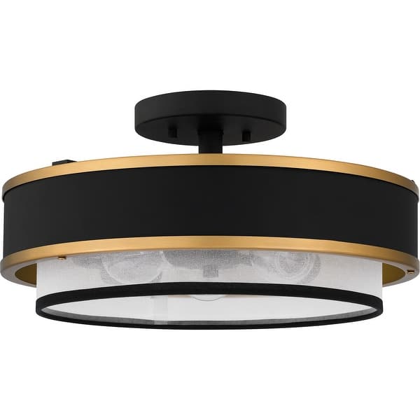 slide 2 of 7, Quoizel Semi-Flush Mount 3-Light Semi-Flush Mount in Earth Black Earth Black