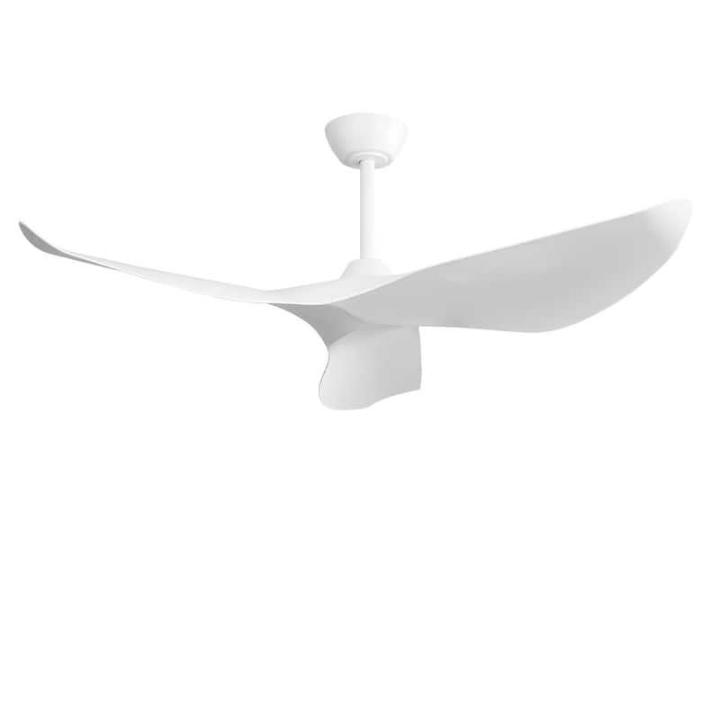 Sofucor 52inch Farmhouse Vintage Ceiling Fan with Wave-shaped curved Blades, Remote Control,Without Light - 52 Inches - White with Matte ABS Blades