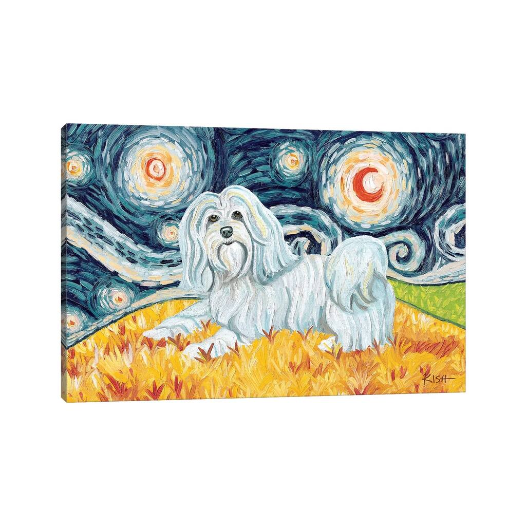 iCanvas "Havanese On A Starry Night" by Gretchen Kish Serrano Canvas Print