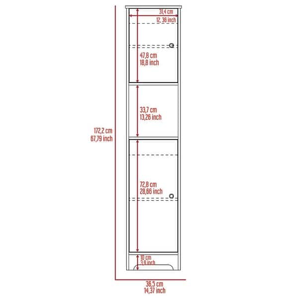 dimension image slide 1 of 2, Ibis 14-inch Wide Linen Cabinet with Double Doors, 4 Interior Shelves, and 2 Cabinets