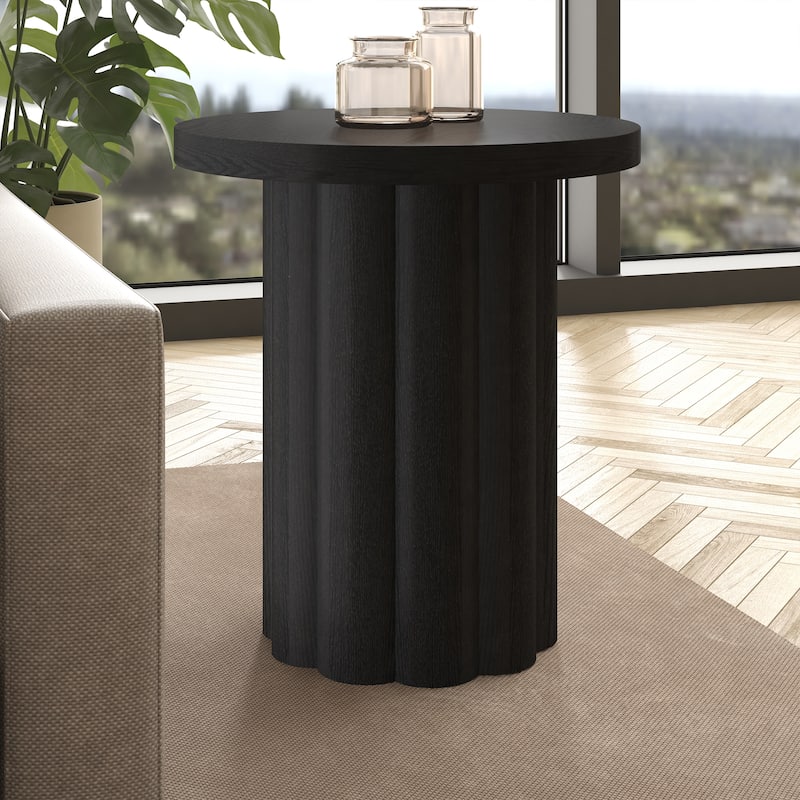 Olie 20" Wide Round Fluted Side Table - 20" Wide