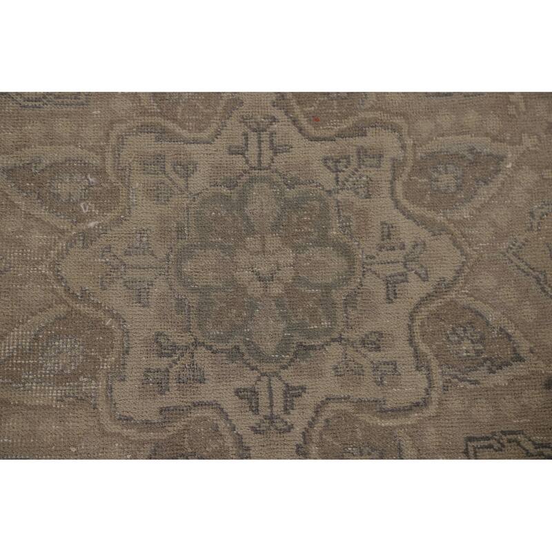 Hand Knotted Oriental 100% Wool Carpet Traditional Floral Beige & Ivories Tabriz Area Rug - 12' 6'' X 9' 6''